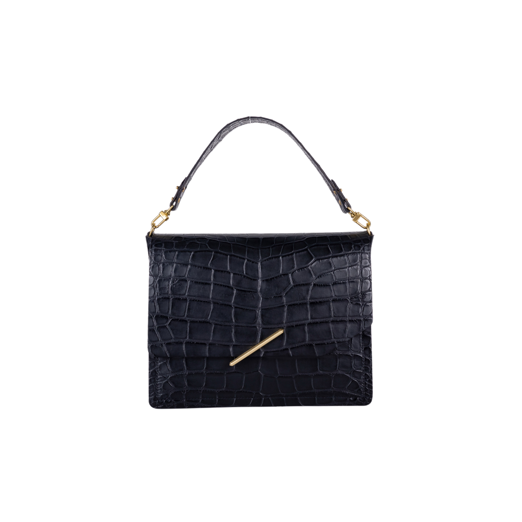 THE JEMISON SATCHEL/AMERICAN WILD ALLIGATOR/BLACK