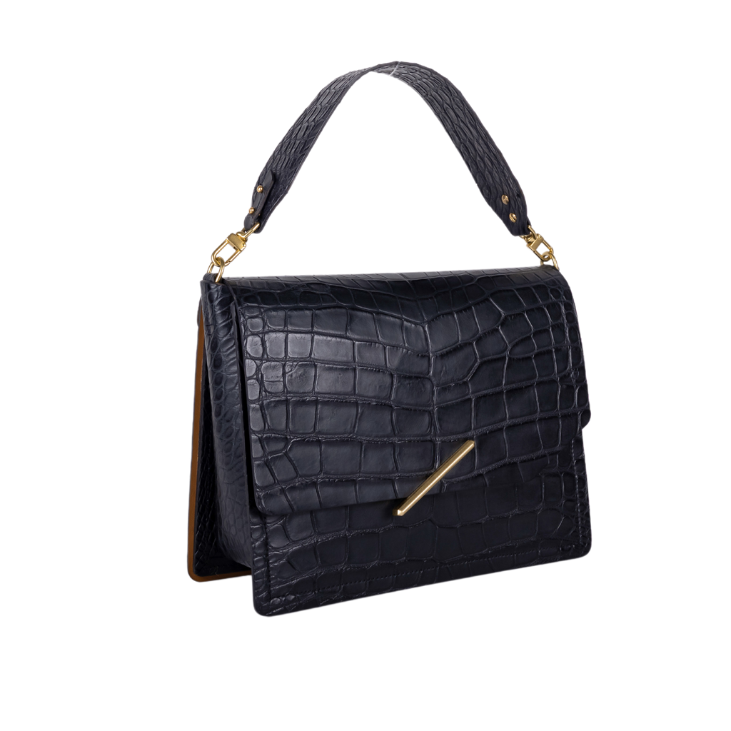 THE JEMISON SATCHEL/AMERICAN WILD ALLIGATOR/BLACK