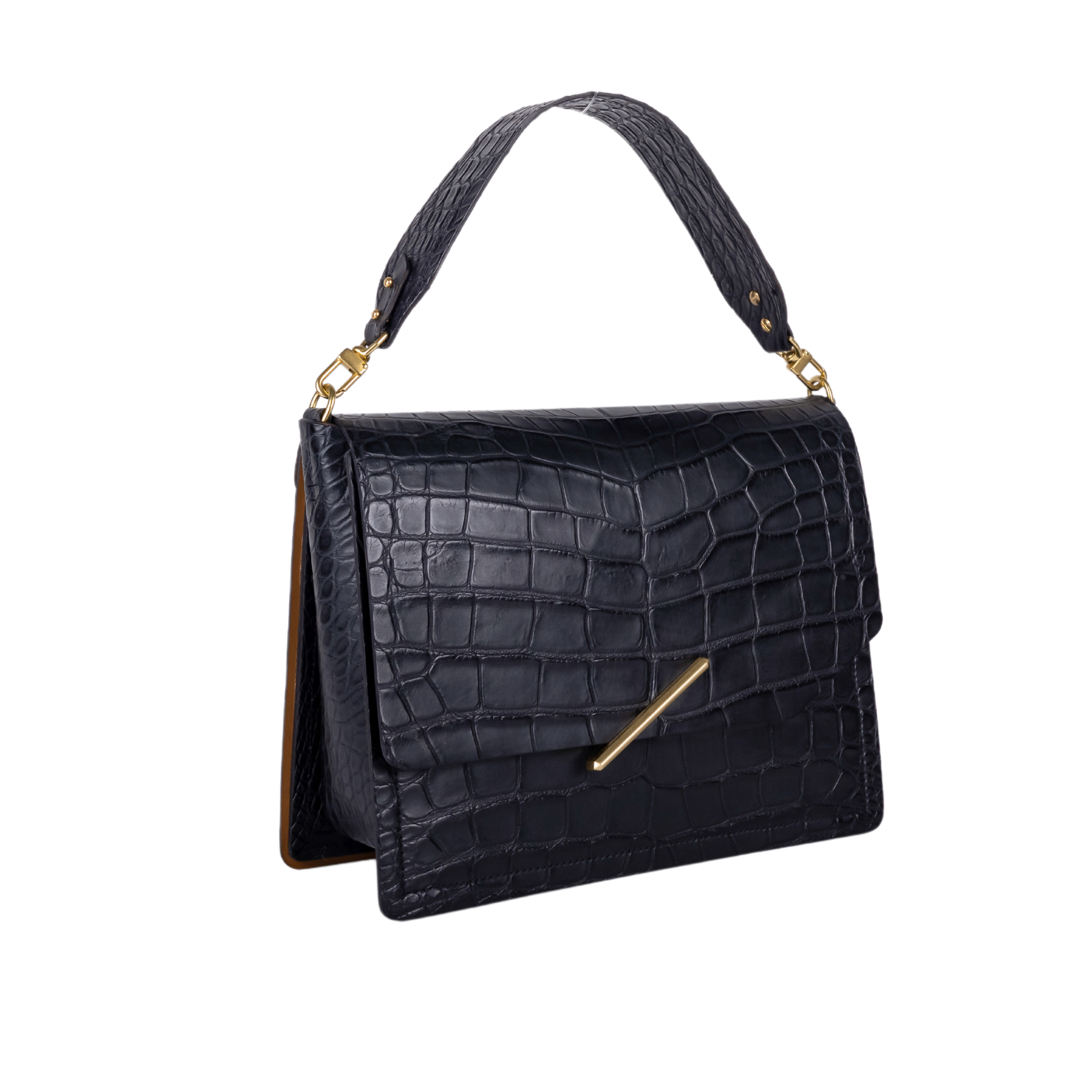 THE JEMISON SATCHEL/AMERICAN WILD ALLIGATOR/BLACK