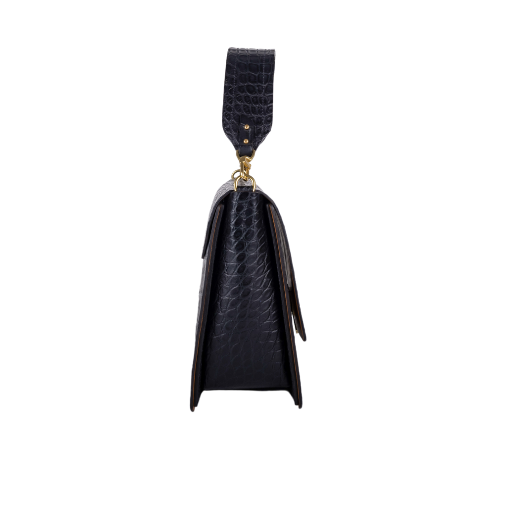 THE JEMISON SATCHEL/AMERICAN WILD ALLIGATOR/BLACK