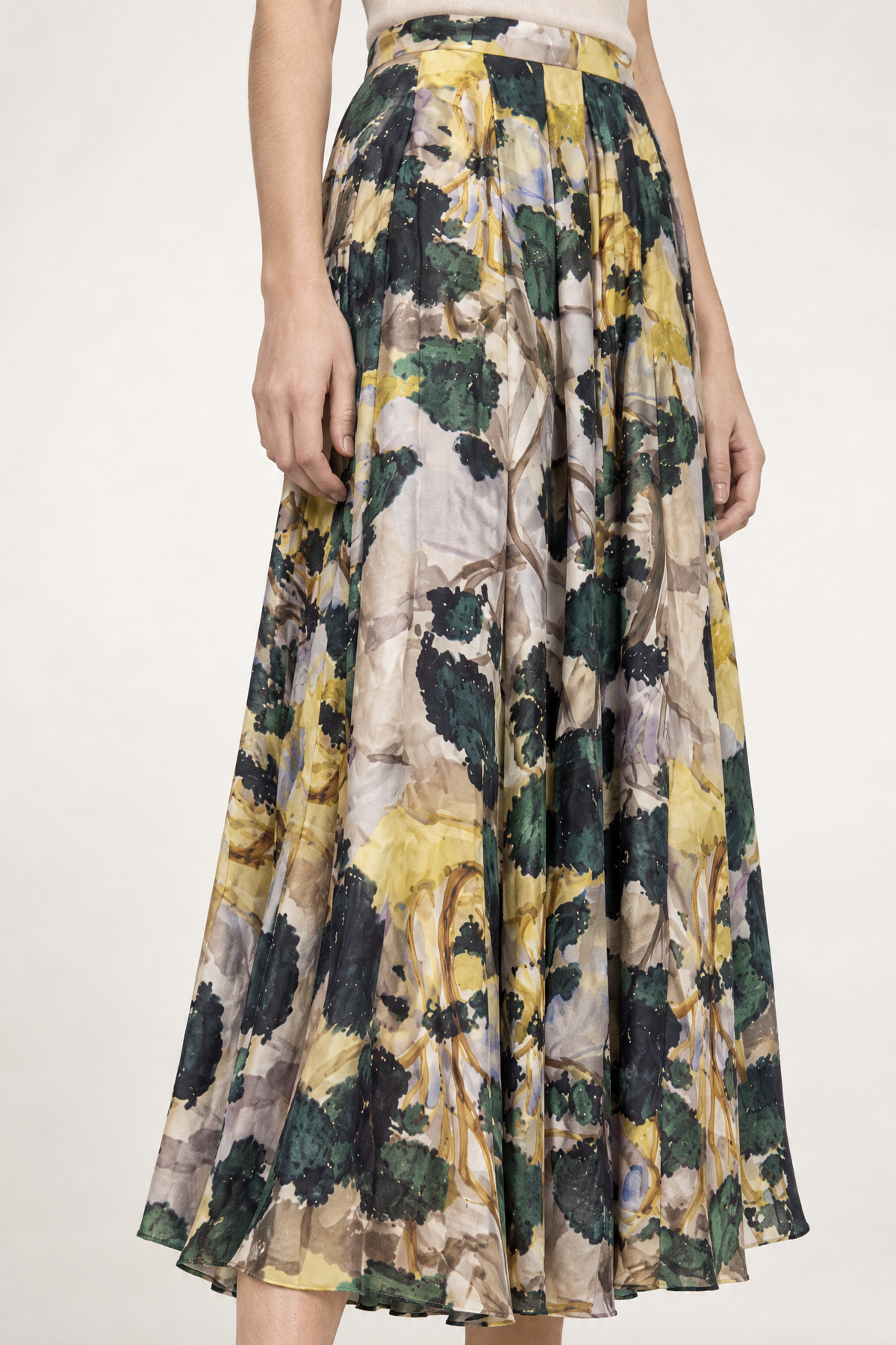 THE ELISE SKIRT/ PRINTED SILK TWILL /LTD. EDITION FOREST PRINT