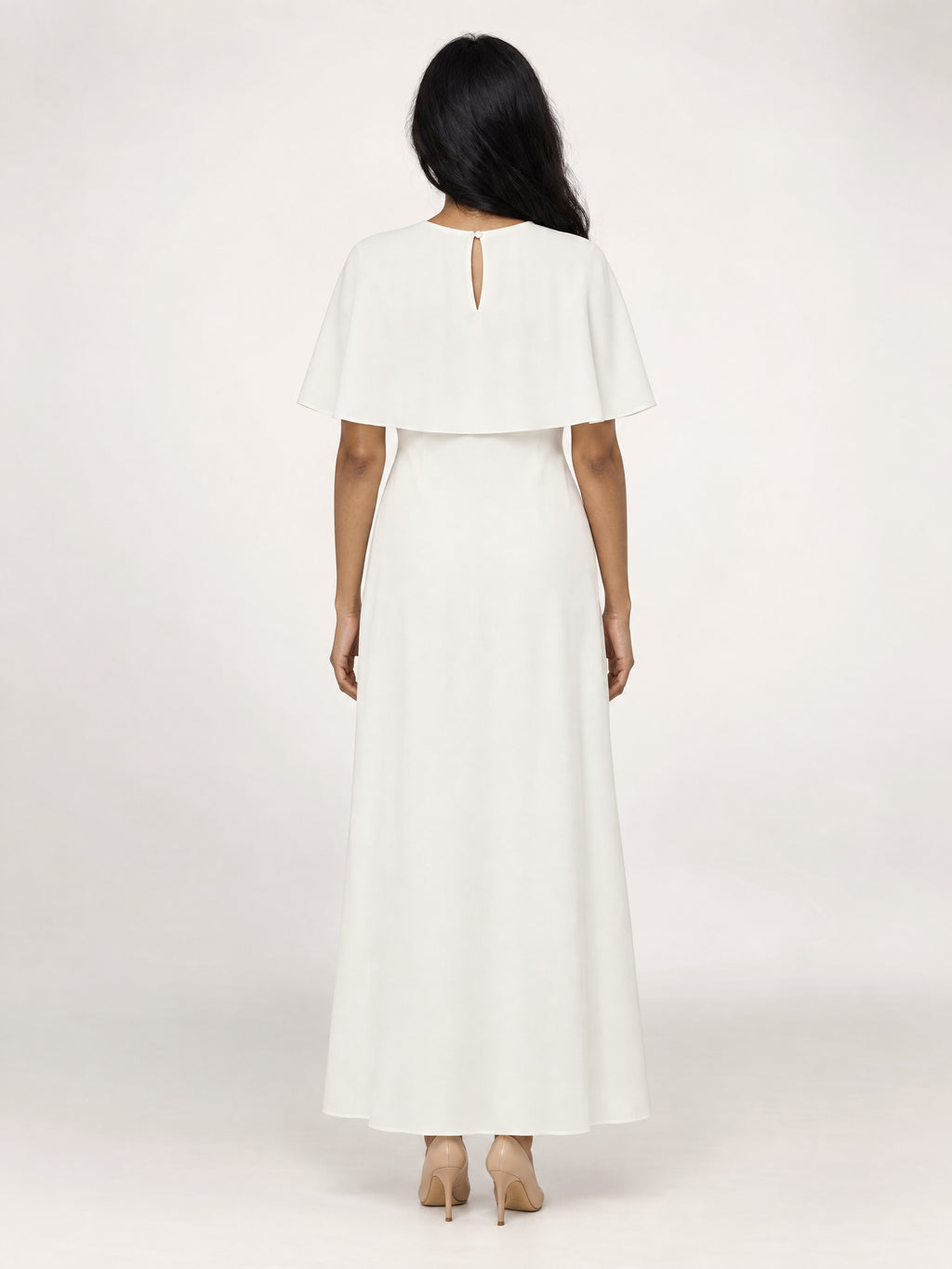 CAPELET DRESS /ORGANIC SILK CREPE DE CHINE/ CREME
