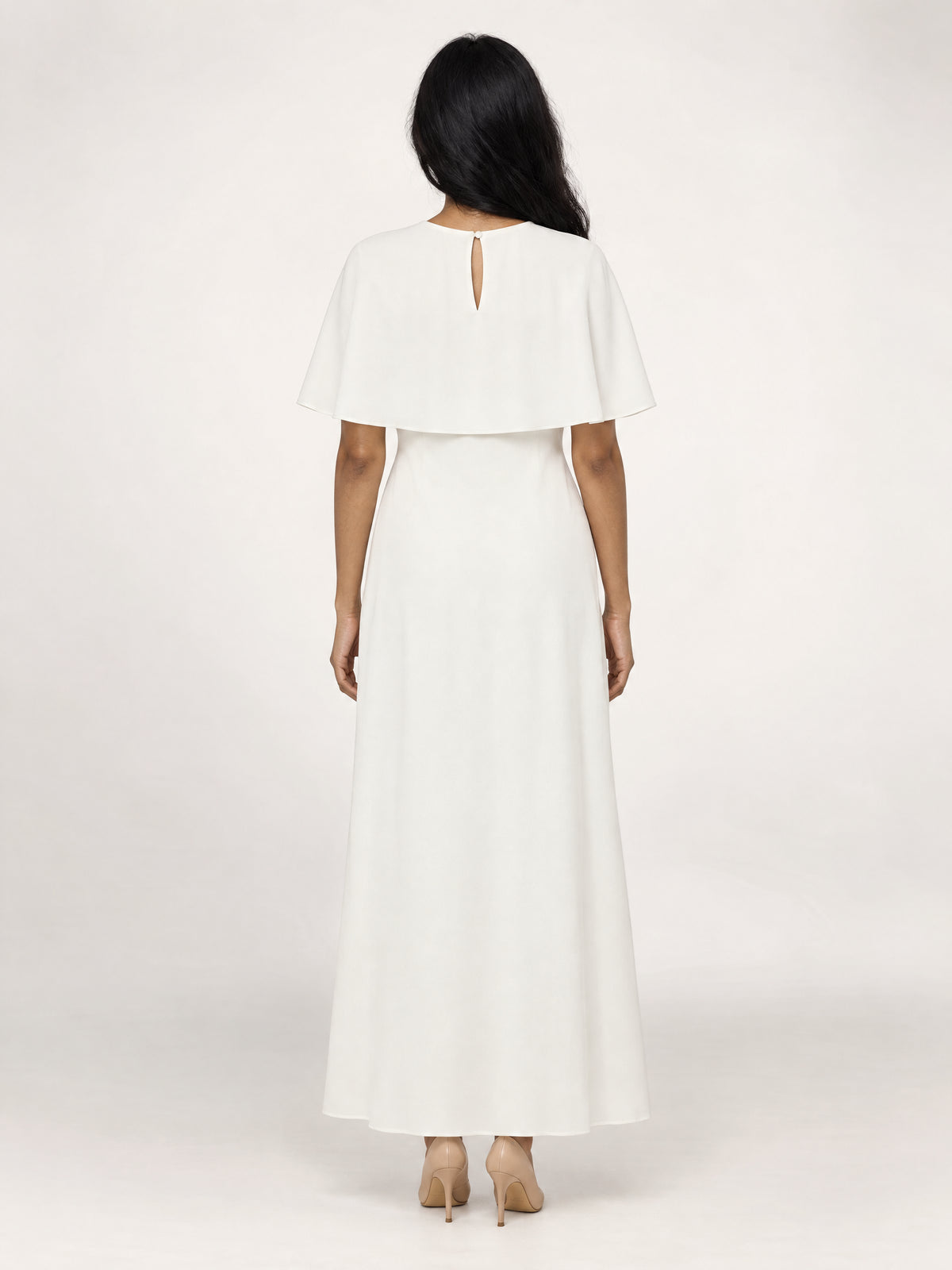 CAPELET DRESS /ORGANIC SILK CREPE DE CHINE/ CREME