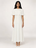 CAPELET DRESS /ORGANIC SILK CREPE DE CHINE/ CREME