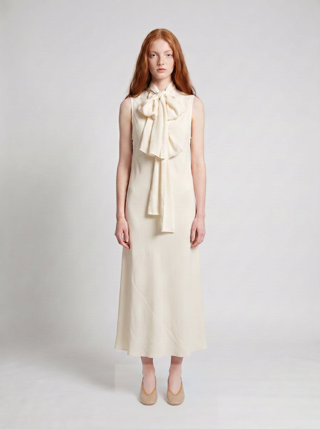 THE CHERBOURG DRESS /ORGANIC SILK CREPE DE CHINE/ CREME