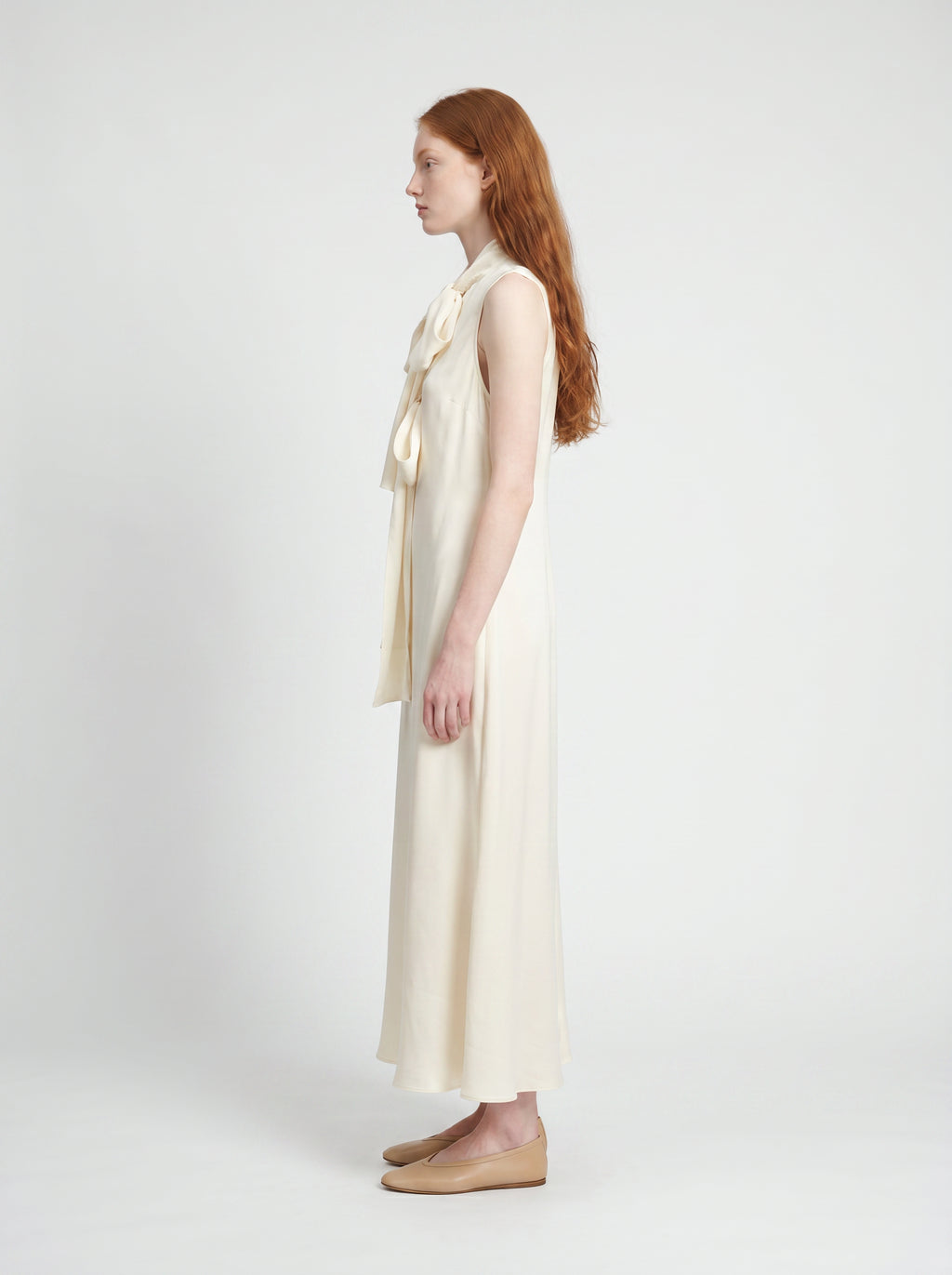 THE CHERBOURG DRESS /ORGANIC SILK CREPE DE CHINE/ CREME