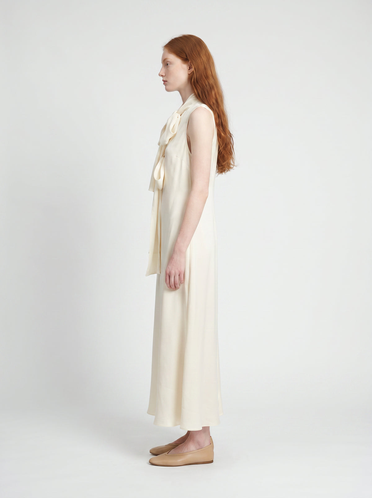 THE CHERBOURG DRESS /ORGANIC SILK CREPE DE CHINE/ CREME
