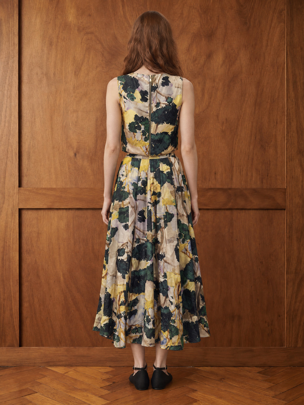 THE SLOPER TOP/ PRINTED SILK TWILL /LTD. EDITION DARK FOREST
