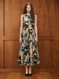 THE SLOPER TOP/ PRINTED SILK TWILL /LTD. EDITION DARK FOREST