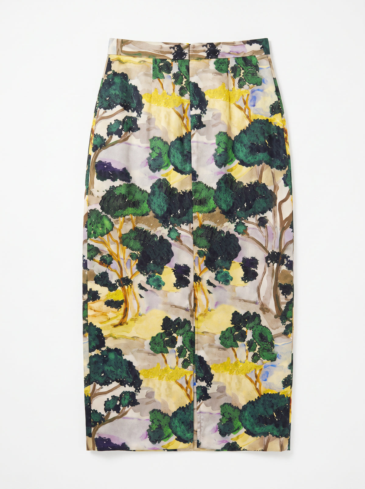 THE NEEKA SKIRT/ PRINTED SILK TWILL /LTD. EDITION DARK FOREST