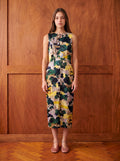 THE SLOPER DRESS/ PRINTED SILK TWILL /LTD. EDITION DARK FOREST
