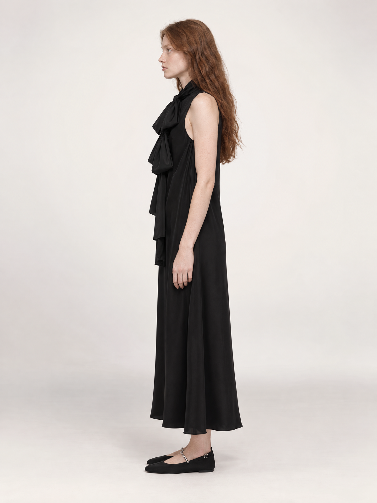 THE CHERBOURG DRESS /ORGANIC SILK CREPE DE CHINE/ BLACK