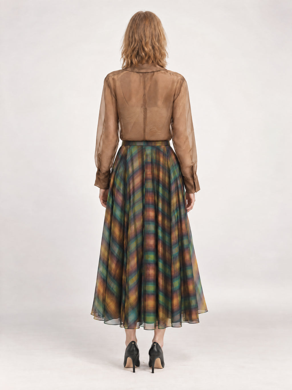 THE ELISE SKIRT/ YARN DYED OMBRE ORGANZA /LTD. EDITION OLIVE OMBRE