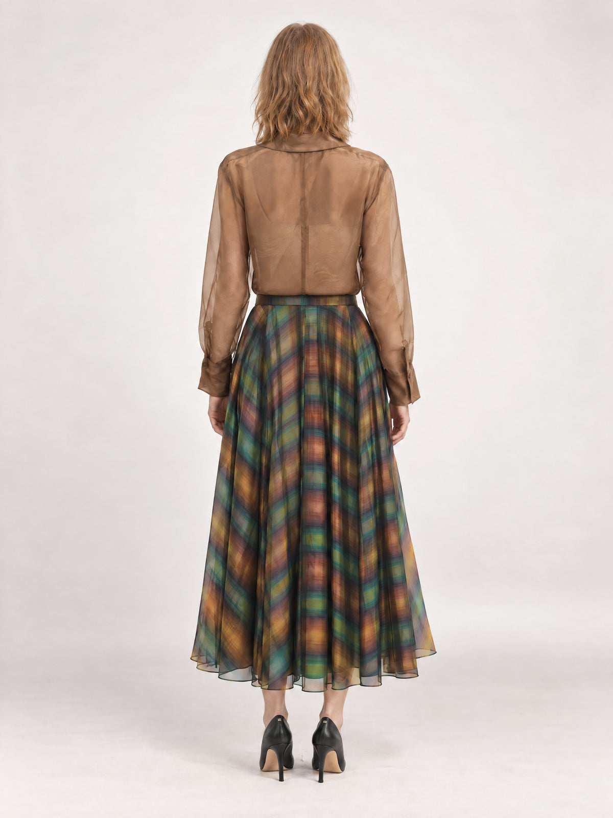 THE ELISE SKIRT/ YARN DYED OMBRE ORGANZA /LTD. EDITION OLIVE OMBRE