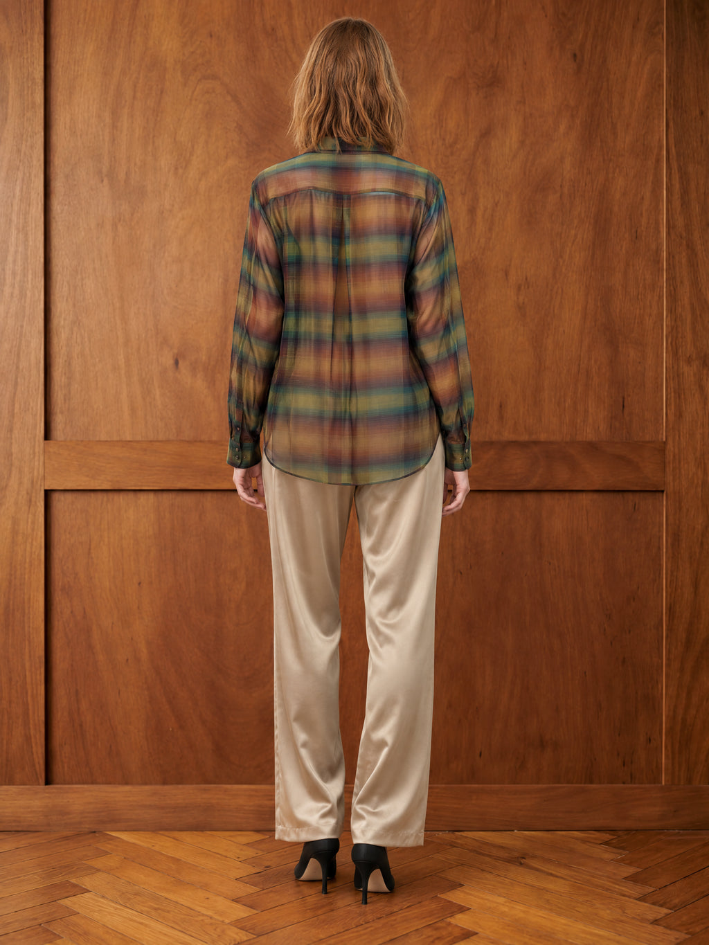 TUXIDO SHIRT / YARN DYED OMBRE ORGANZA /LTD. EDITION OLIVE OMBRE
