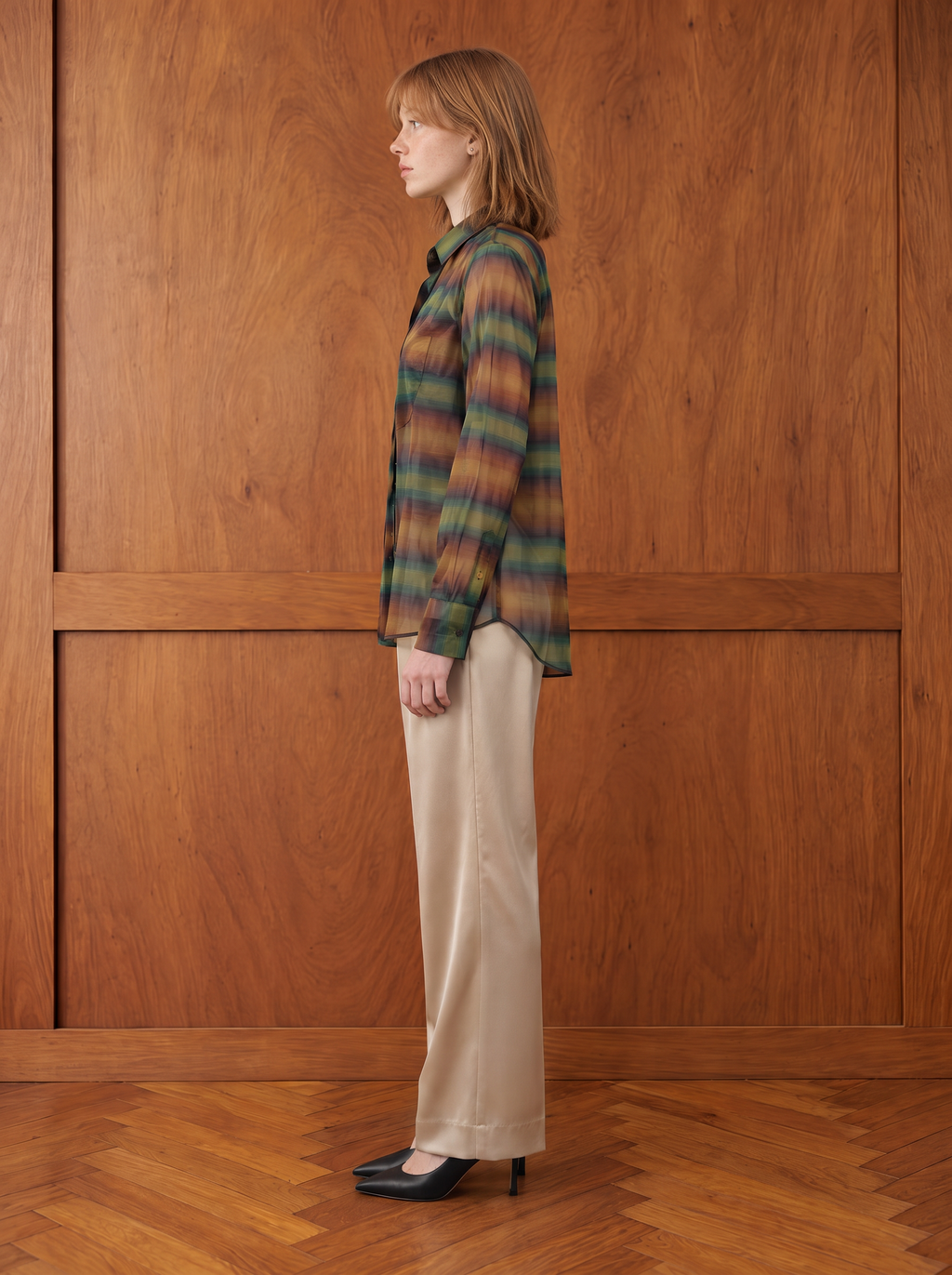 TUXIDO SHIRT / YARN DYED OMBRE ORGANZA /LTD. EDITION OLIVE OMBRE