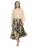 THE ELISE SKIRT/ PRINTED SILK TWILL /LTD. EDITION DARK FOREST