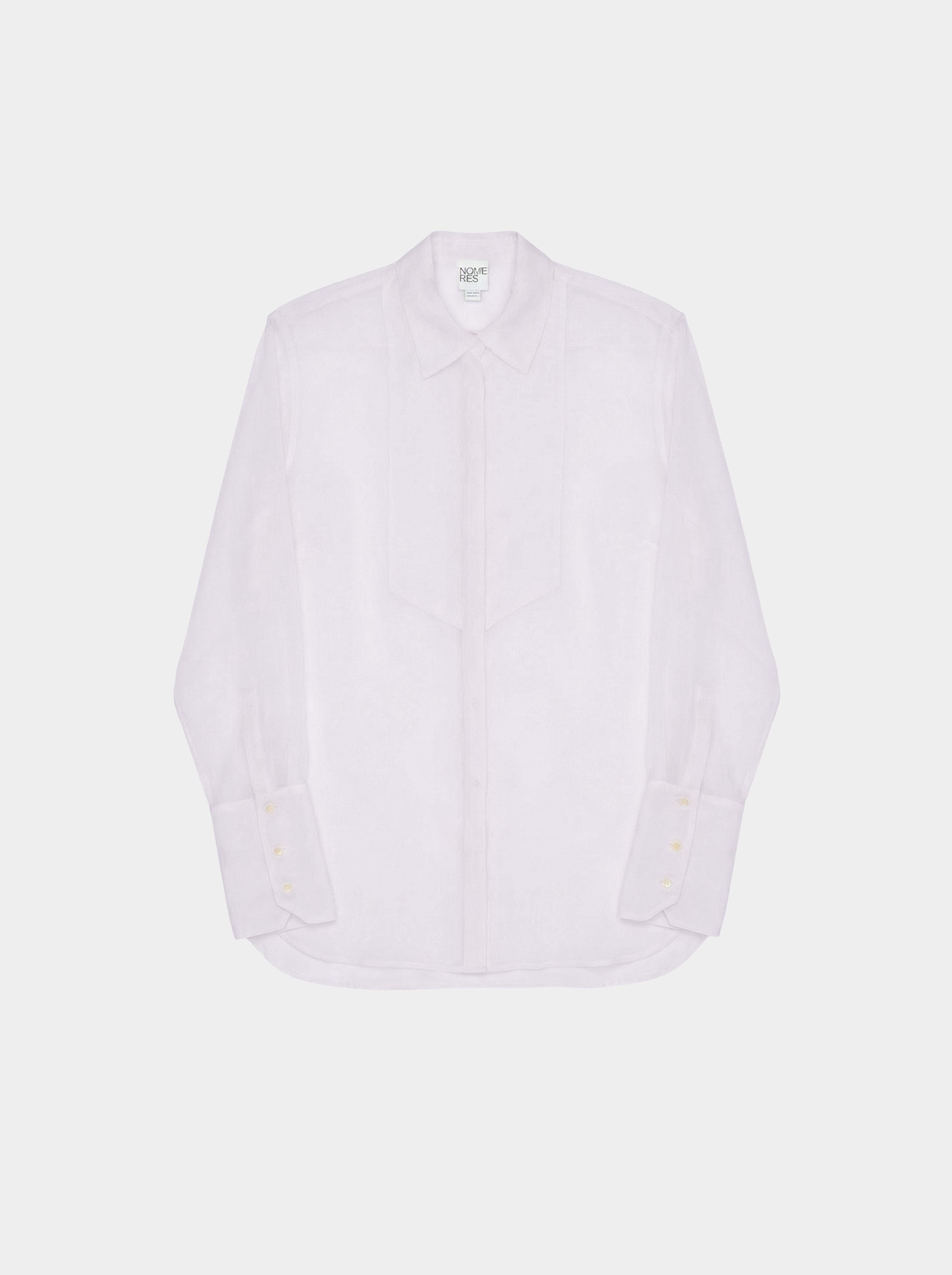 light purple  translucent organza blouse on a white background front view