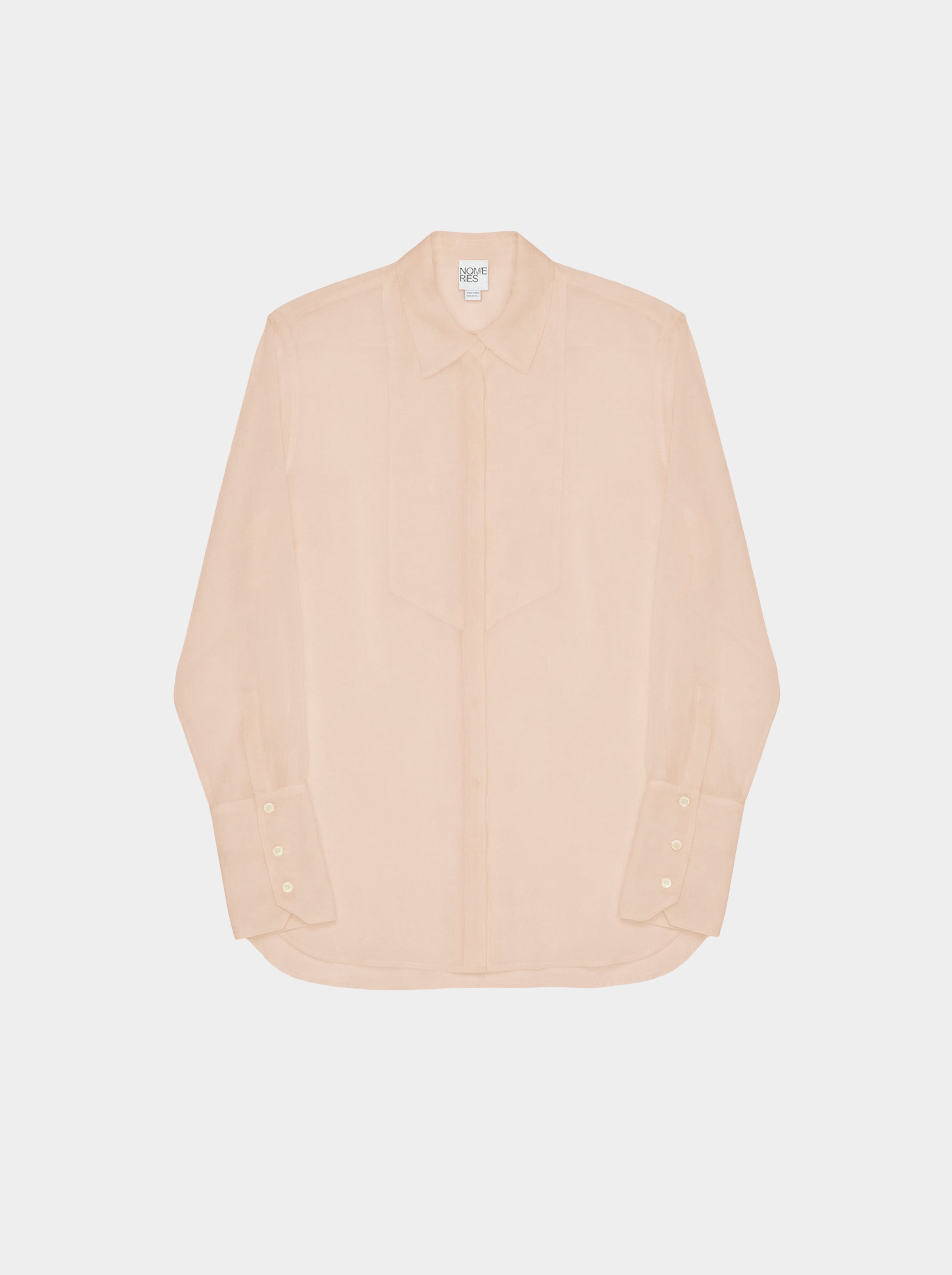 Blush pink blouse on a light gray background front view