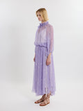 PLEATED SKIRT / PRINTED ORGANIC SILK CHIFFON / LILAC LACE PRINT