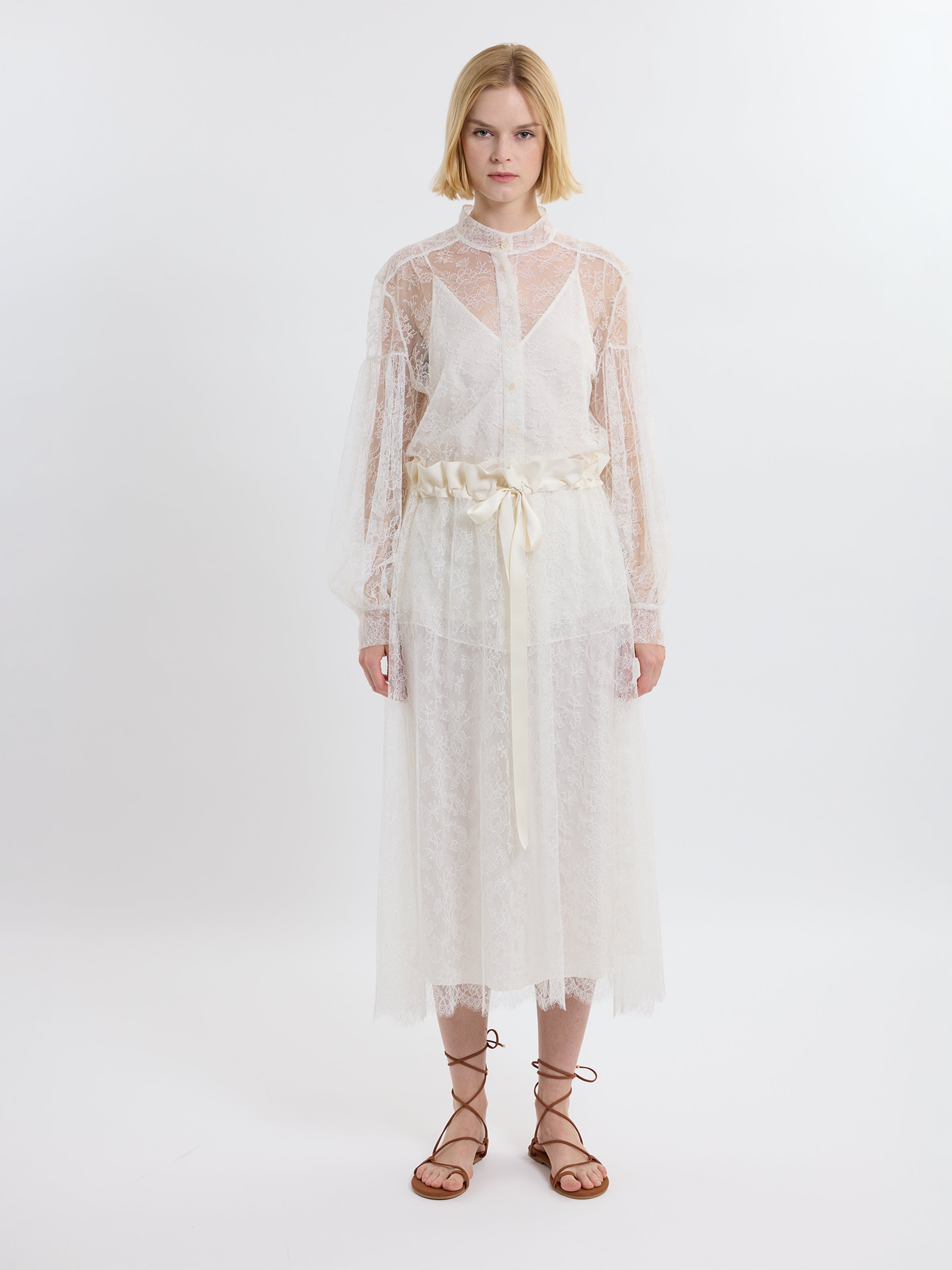 GATHERED RUFFLE SKIRT / CHANTILLY LACE / UNDYED