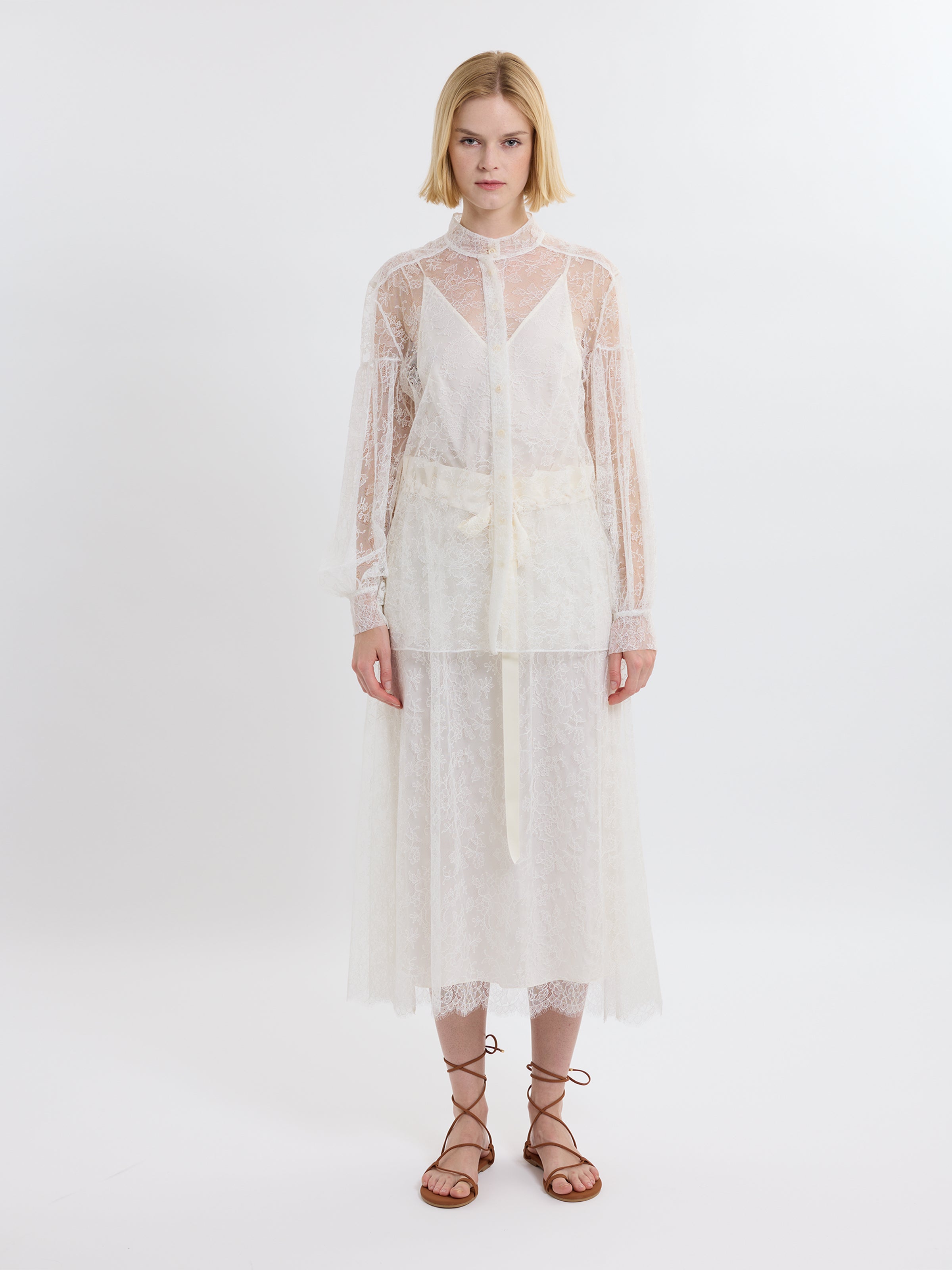 LIBERTY LACE TOP /FRENCH CHANTILLY LACE / GREIGE