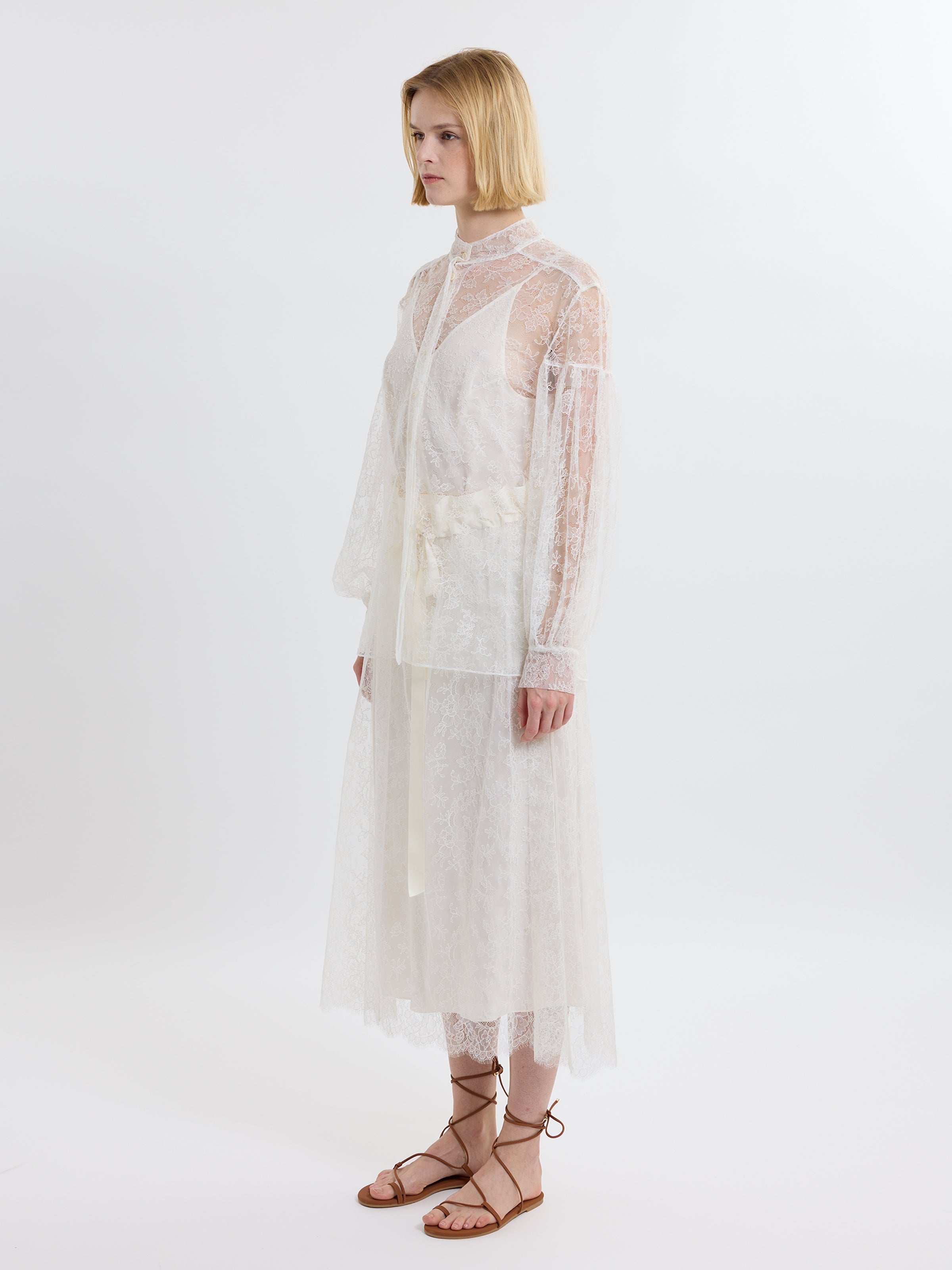 LIBERTY LACE TOP /FRENCH CHANTILLY LACE / GREIGE