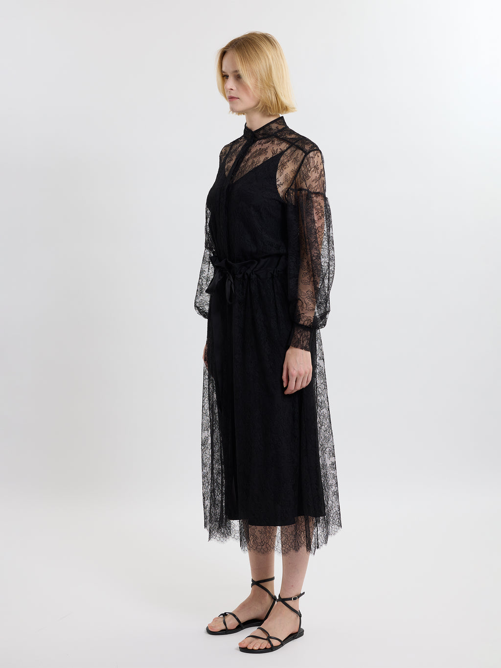 GATHERED RUFFLE SKIRT / CHANTILLY LACE / BLACK
