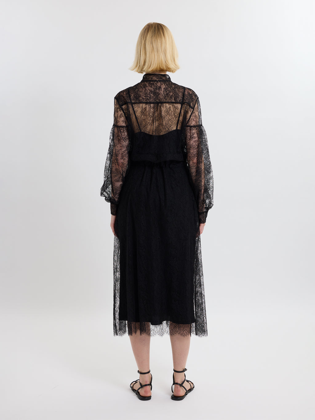 GATHERED RUFFLE SKIRT / CHANTILLY LACE / BLACK