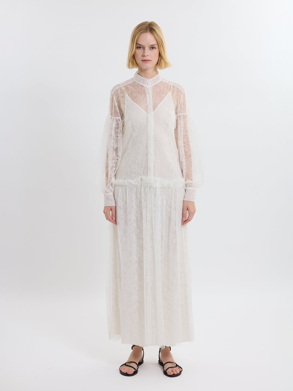 LIBERTY LACE DRESS /FRENCH CHANTILLY LACE / GREIGE