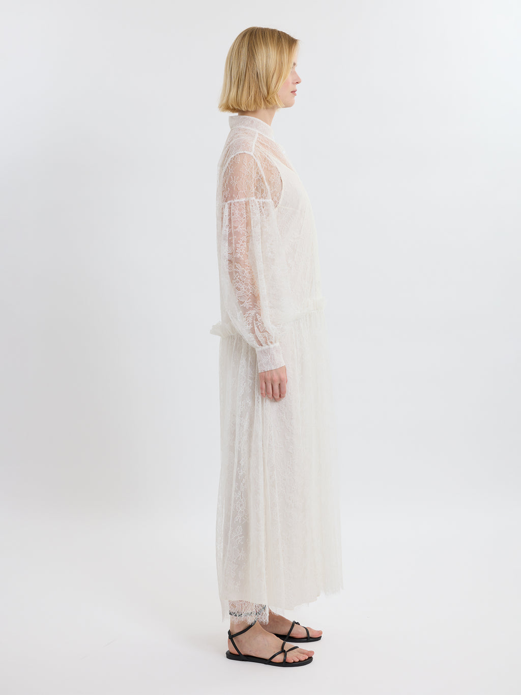 LIBERTY LACE DRESS /FRENCH CHANTILLY LACE / GREIGE