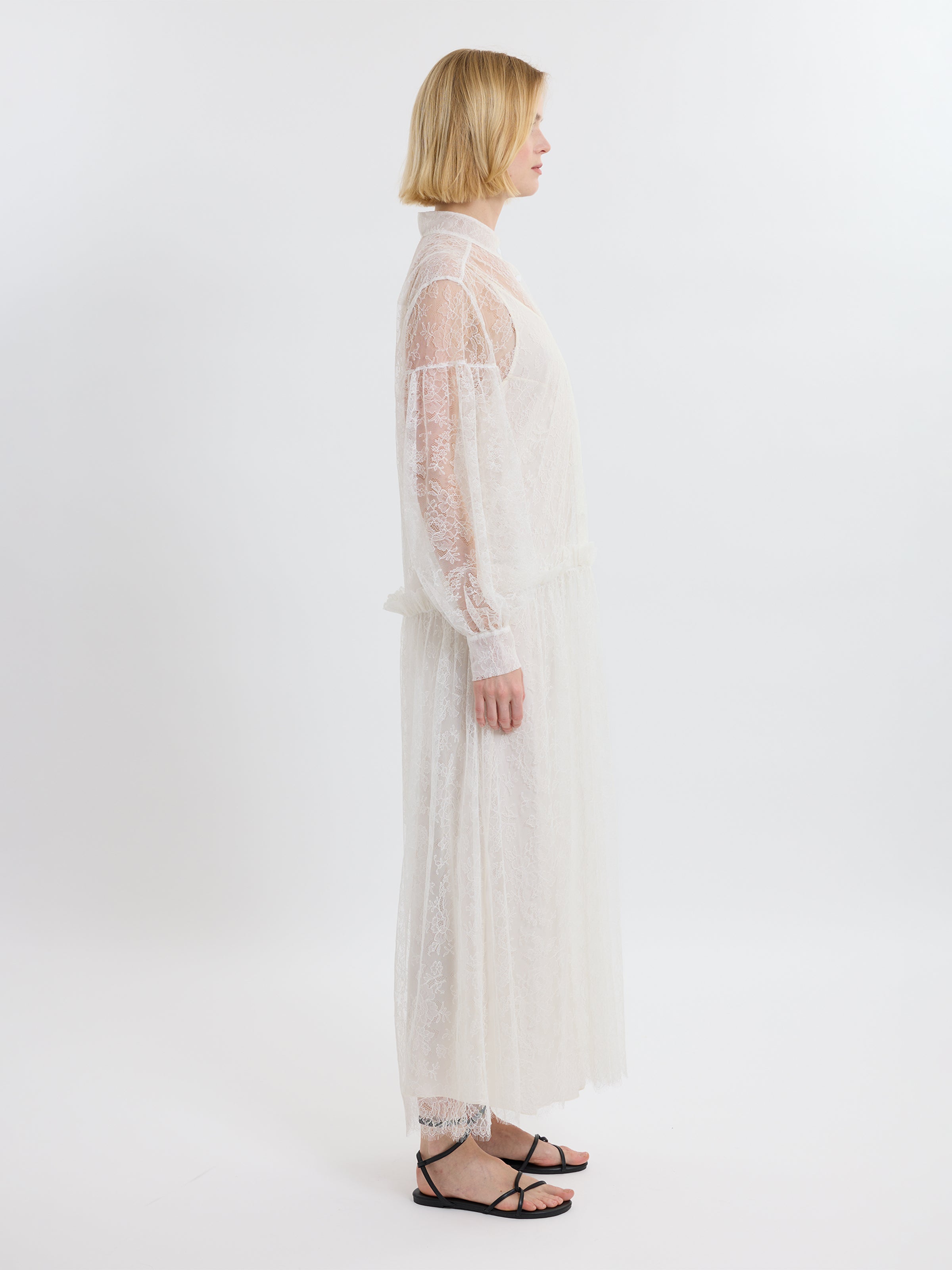 LIBERTY LACE DRESS /FRENCH CHANTILLY LACE / GREIGE