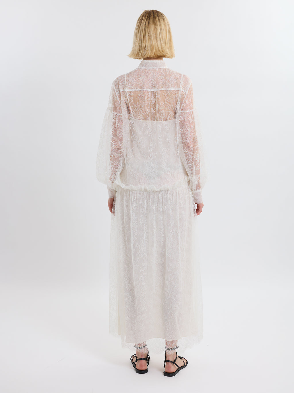 LIBERTY LACE DRESS /FRENCH CHANTILLY LACE / GREIGE