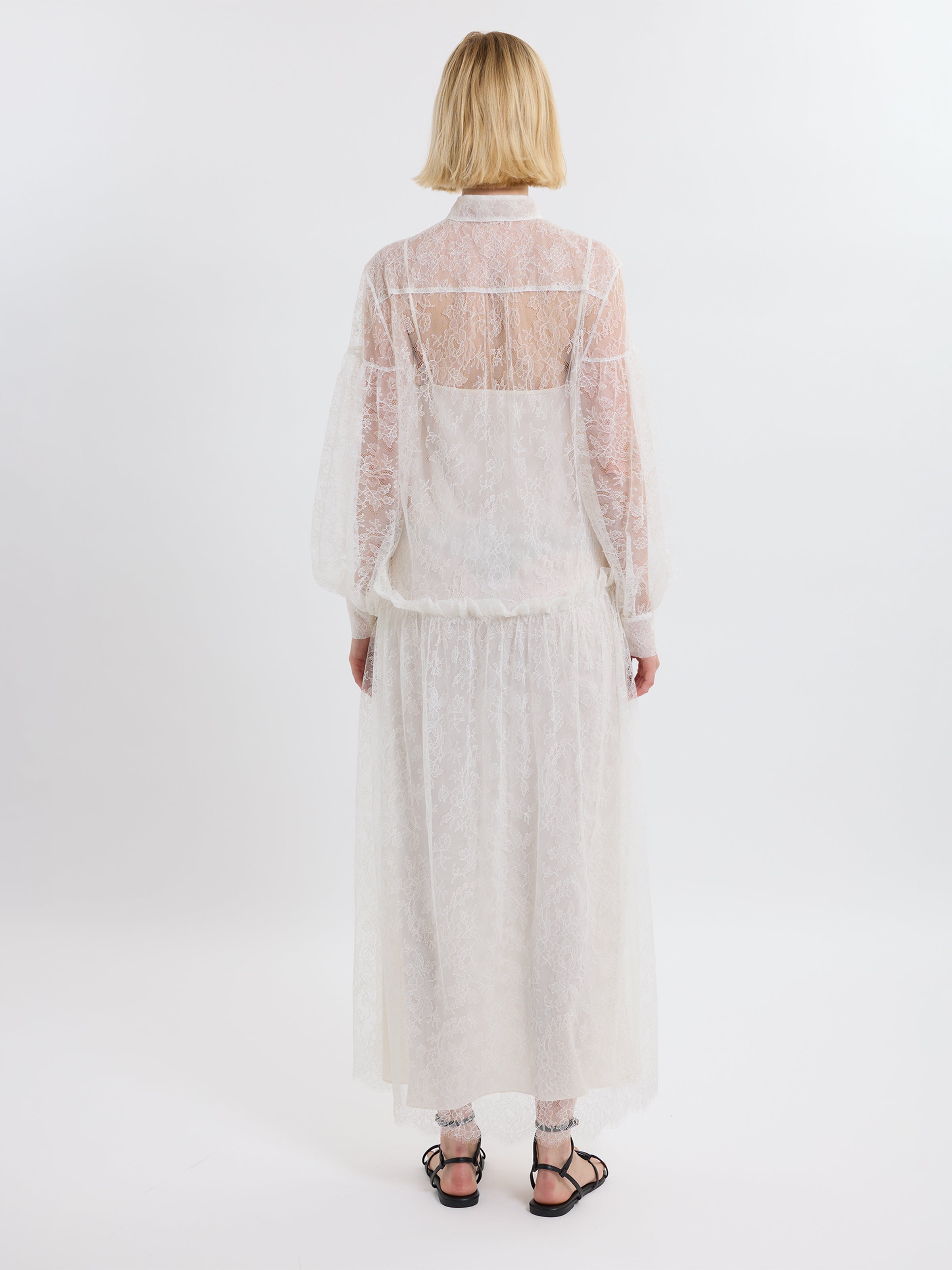 LIBERTY LACE DRESS /FRENCH CHANTILLY LACE / GREIGE