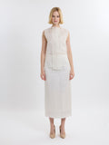 PLEATED TOP / ORGANIC SILK ORGANZA/ GREIGE