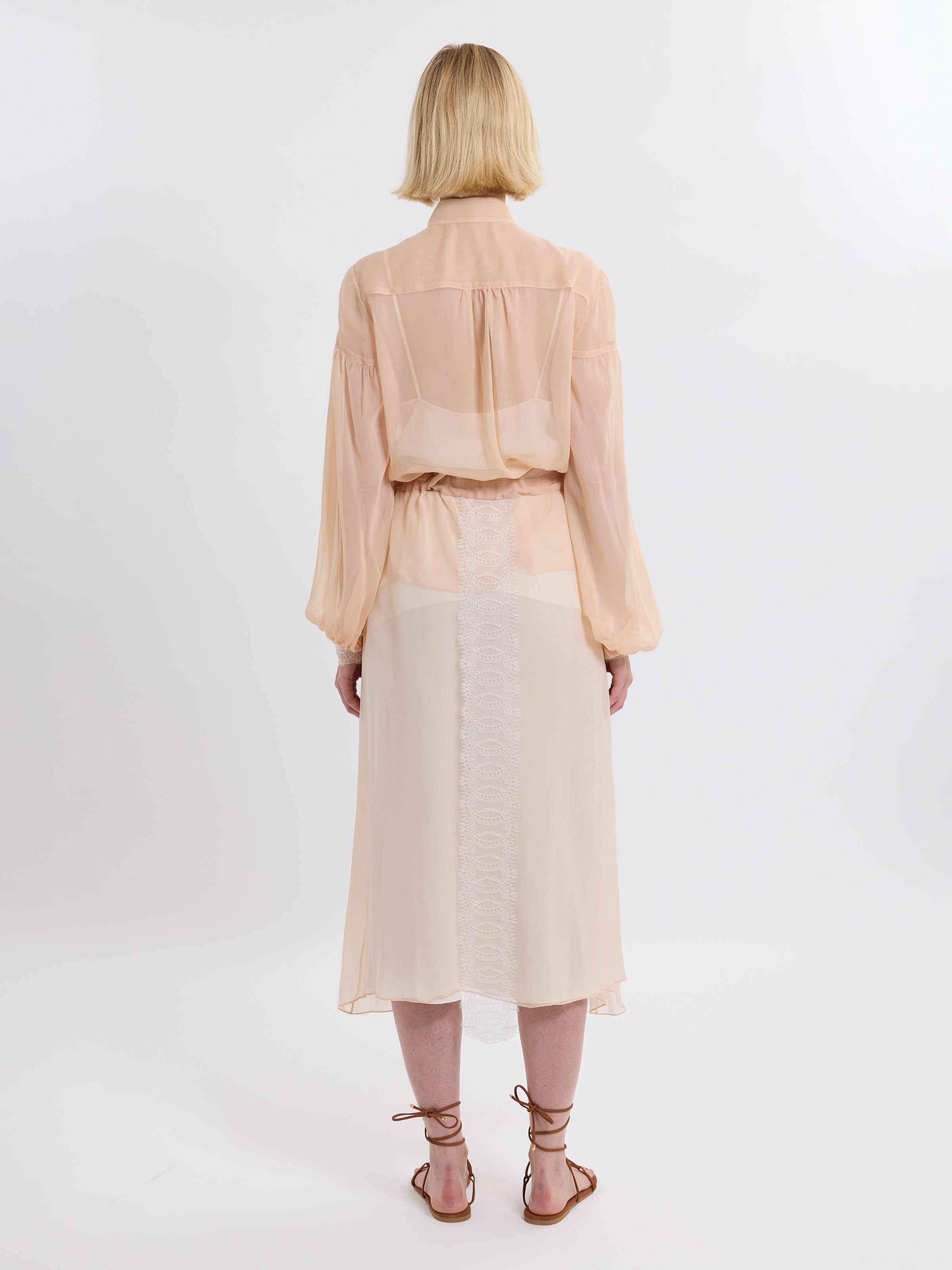 GATHERED RUFFLE SKIRT / ORGANIC SILK CHIFFON / BLUSH