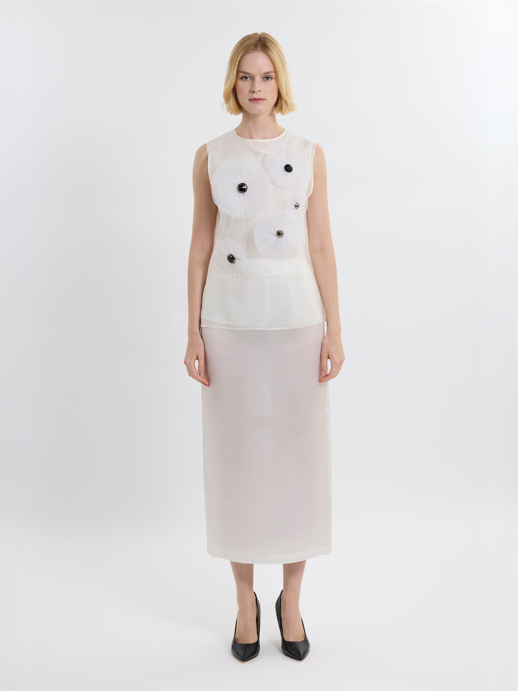 VICTORIA FAN TOP / ORGANIC SILK ORGANZA / GREIGE / LIMITED EDITION