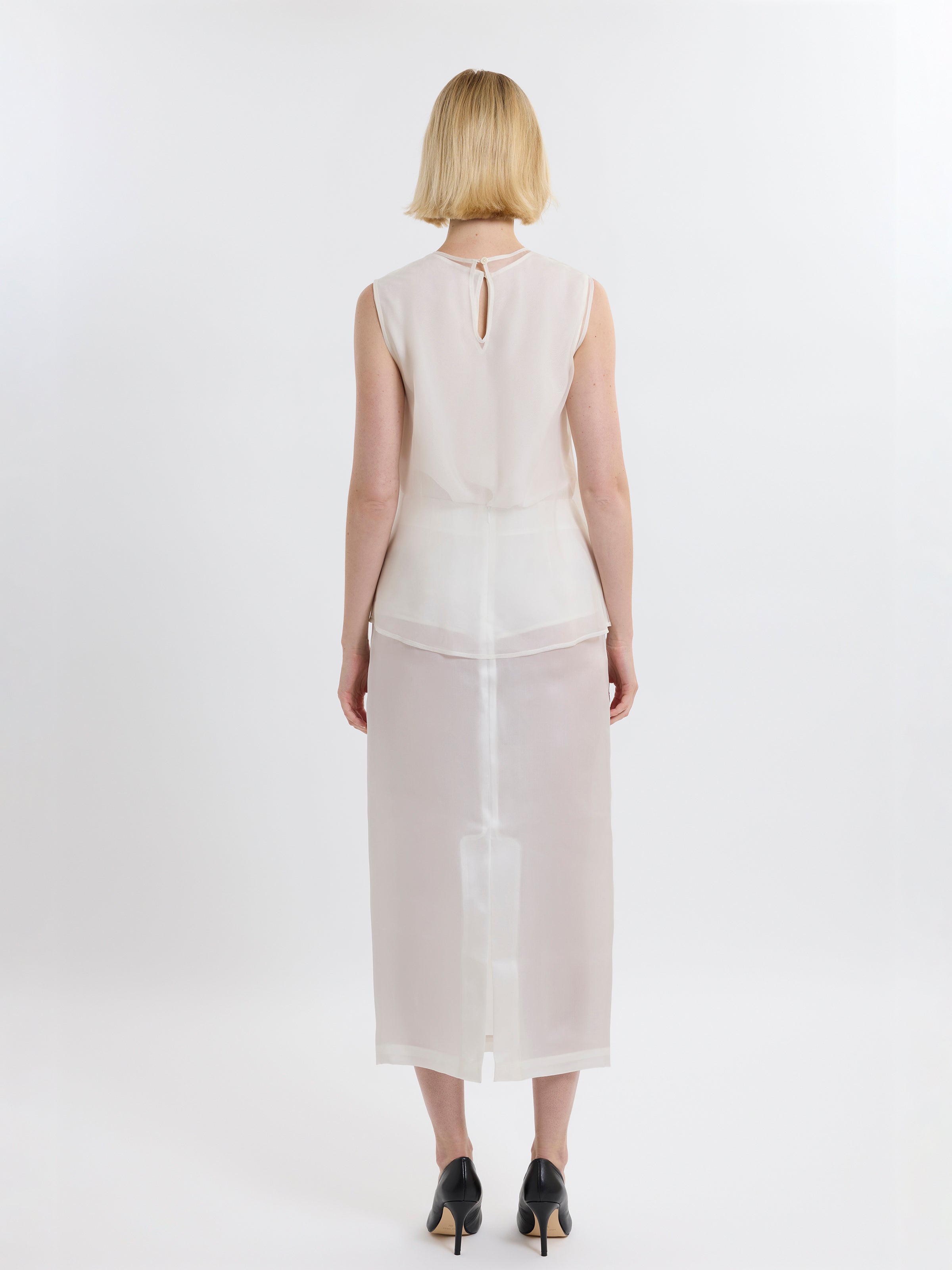 VICTORIA FAN TOP / ORGANIC SILK ORGANZA / GREIGE / LIMITED EDITION