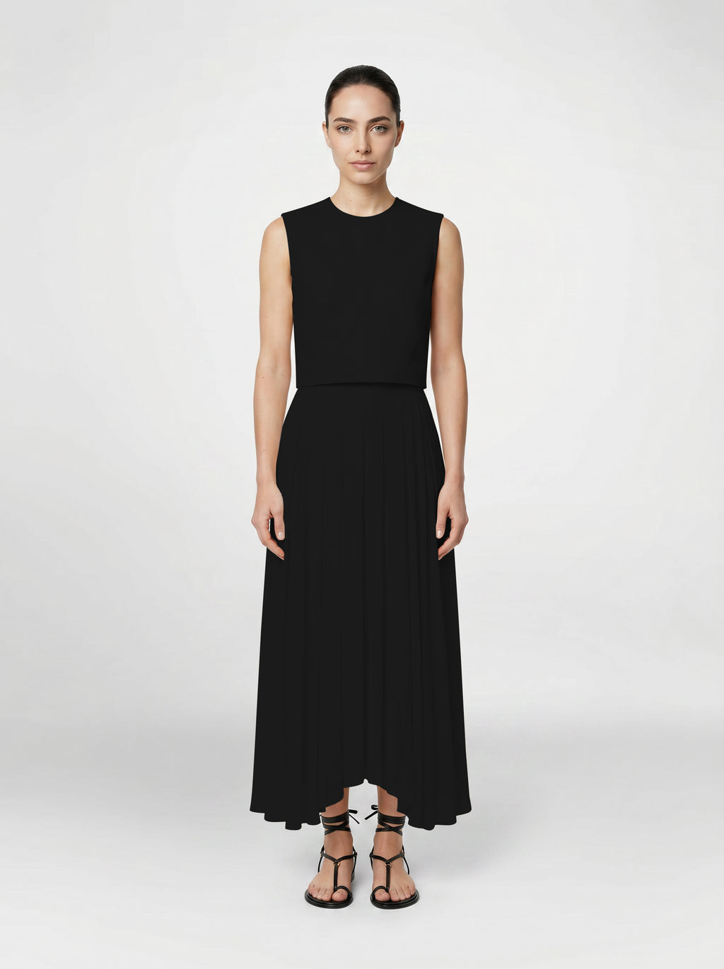 BODICE TOP / ORGANIC SUMMER WOOL/ BLACK