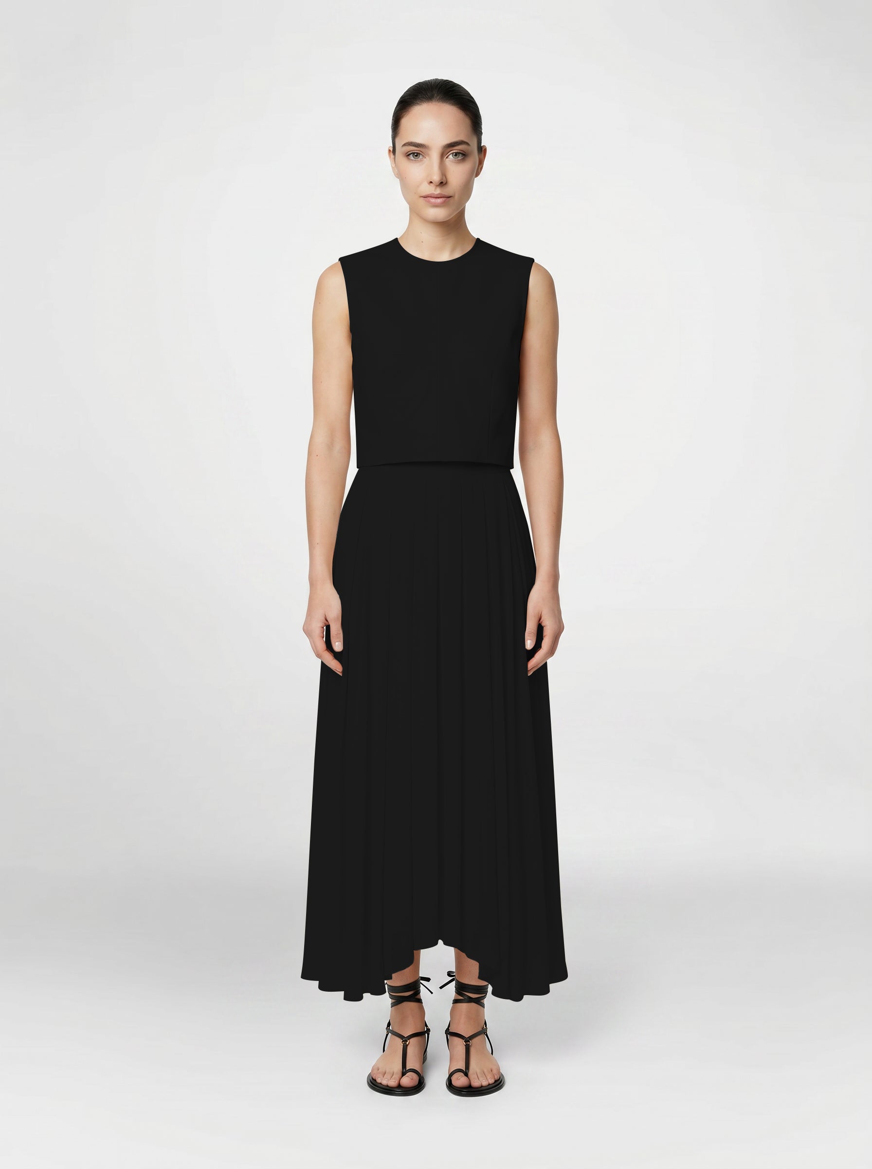 BODICE TOP / ORGANIC SUMMER WOOL/ BLACK