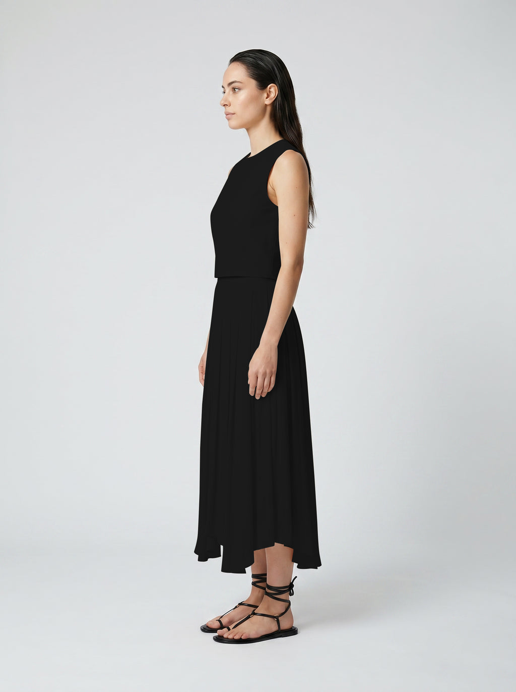 BODICE TOP / ORGANIC SUMMER WOOL/ BLACK