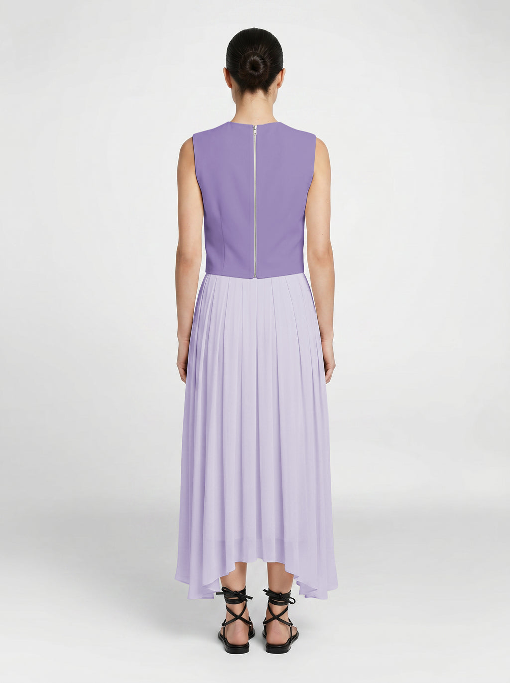 Lilac Wool bodice top on model backview on white background