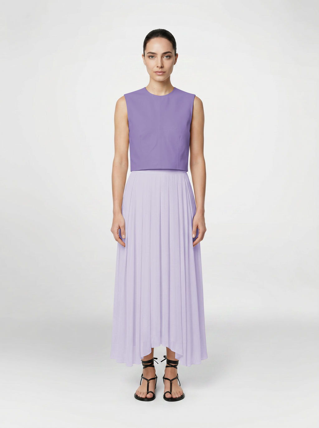 Lilac Wool bodice top on model front view on white background