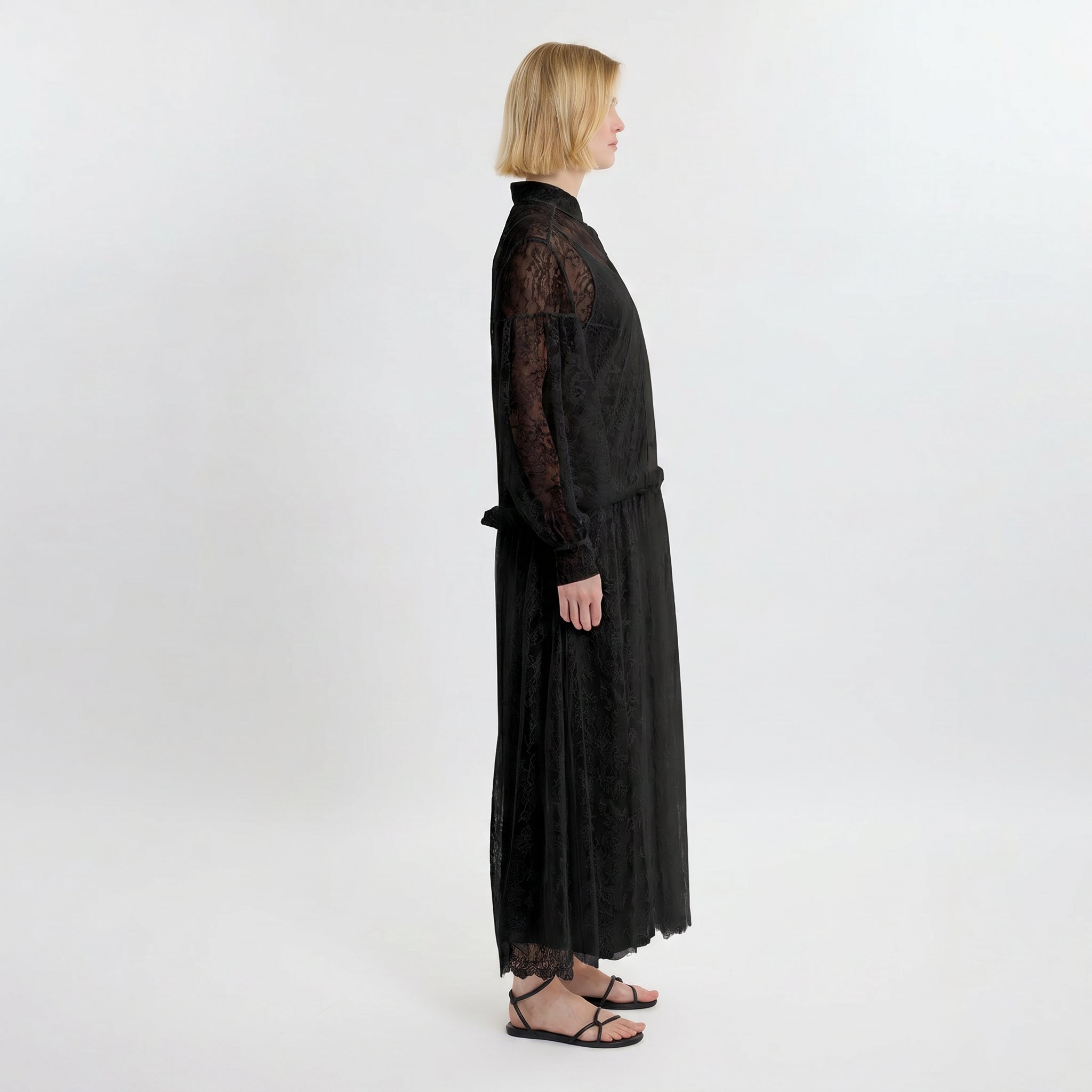 LIBERTY LACE DRESS /FRENCH CHANTILLY LACE / BLACK