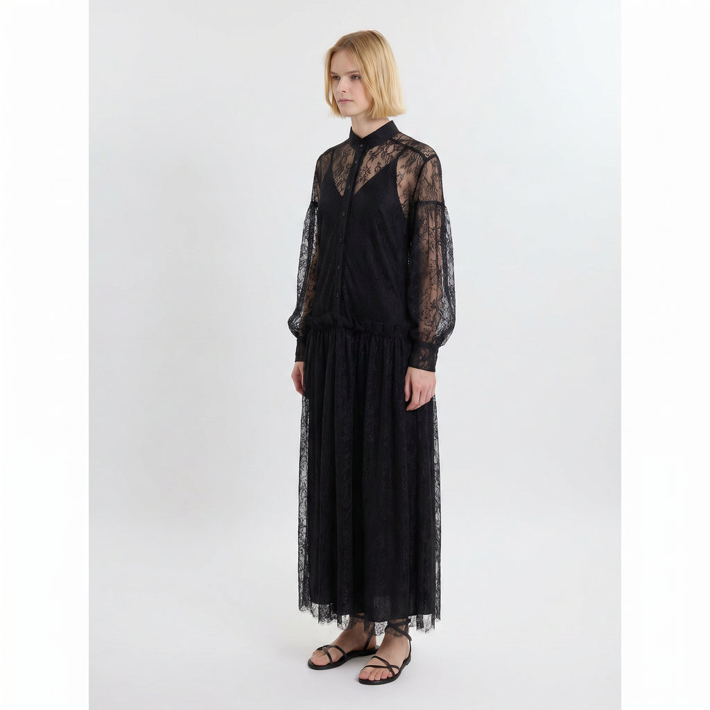LIBERTY LACE DRESS /FRENCH CHANTILLY LACE / BLACK