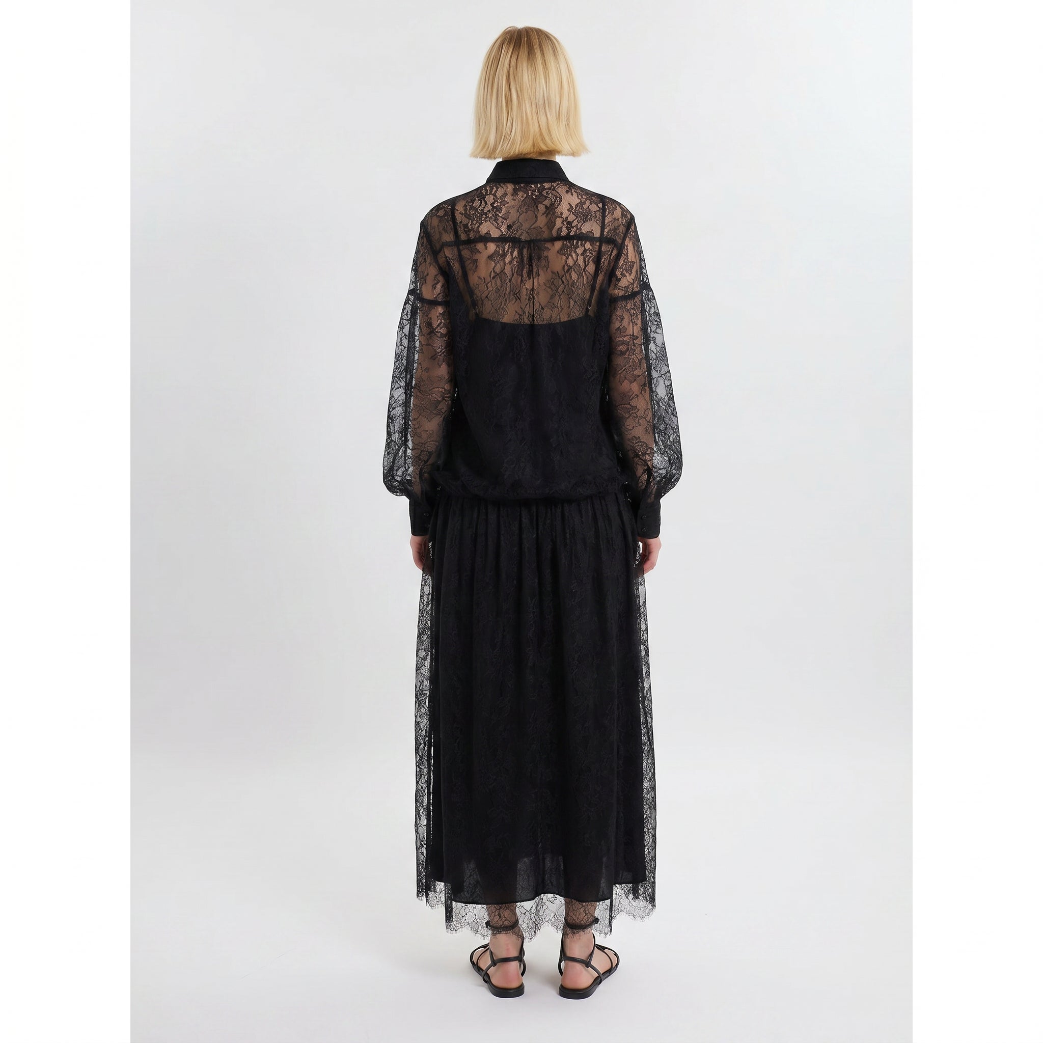 LIBERTY LACE DRESS /FRENCH CHANTILLY LACE / BLACK