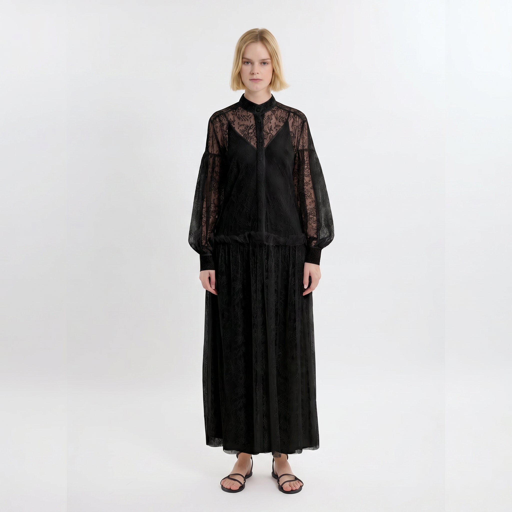 LIBERTY LACE DRESS /FRENCH CHANTILLY LACE / BLACK