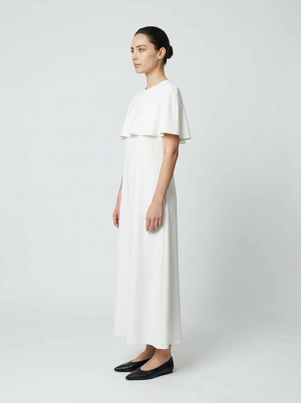 CAPELET DRESS /ORGANIC SILK CREPE DE CHINE/CREME