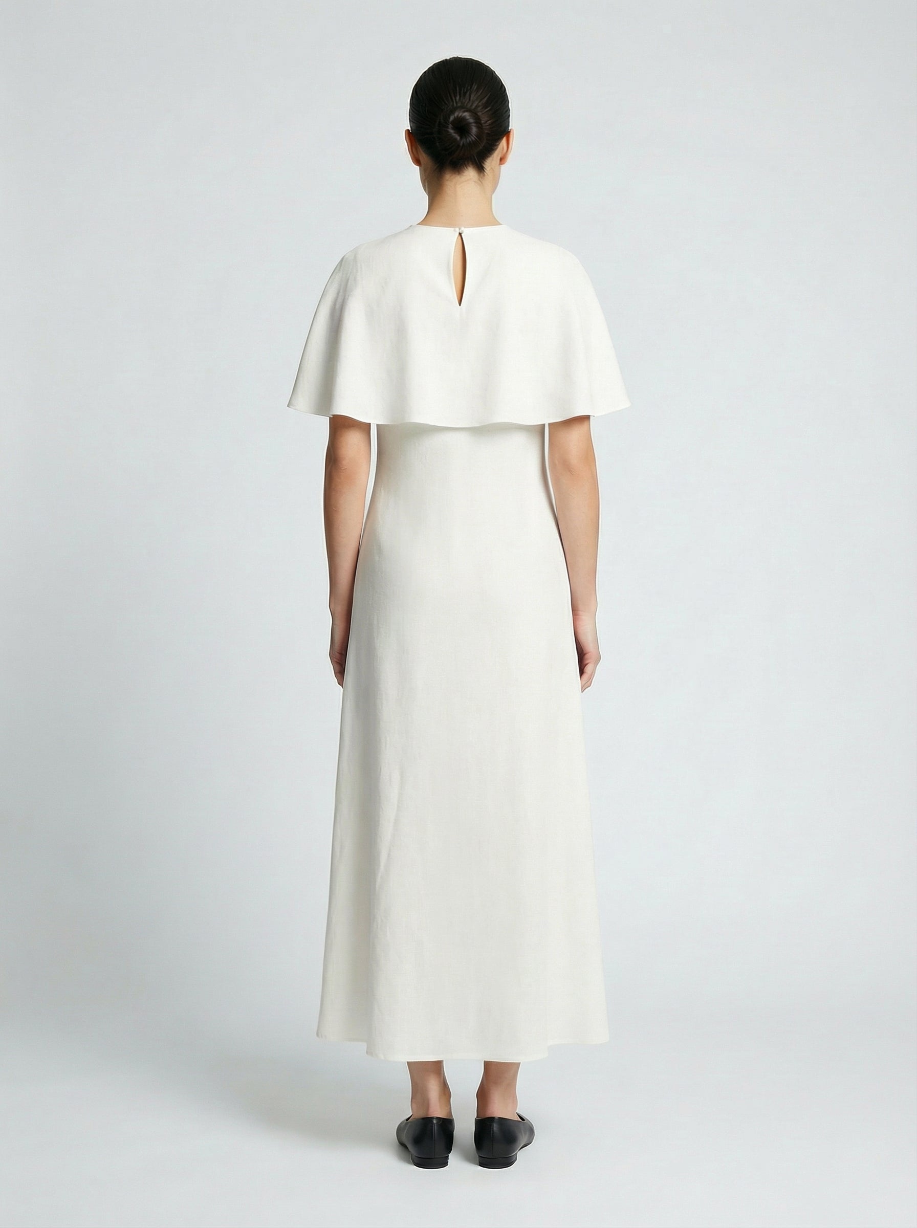CAPELET DRESS /ORGANIC SILK CREPE DE CHINE/CREME