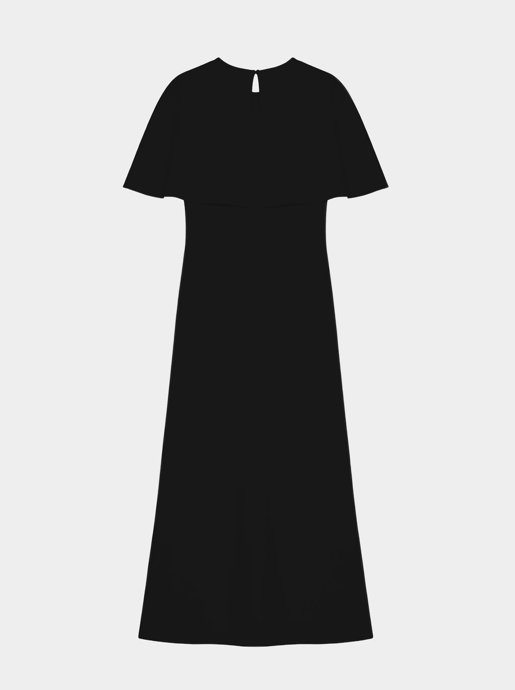 a black dress against a plain background back view detail